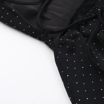 Women's Elegant Halter Neck Polka Dot Mini Dress – Sexy Backless Sleeveless Ruffle Hem Party Outfit (Code: ZX#231)