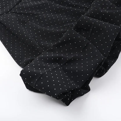 Women's Elegant Halter Neck Polka Dot Mini Dress – Sexy Backless Sleeveless Ruffle Hem Party Outfit (Code: ZX#231)