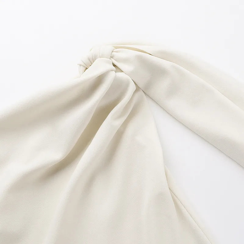 Women's Sexy One-Shoulder Tie Sleeve Solid Color Slim Fit Streetwear Top(Code: ZX#317)