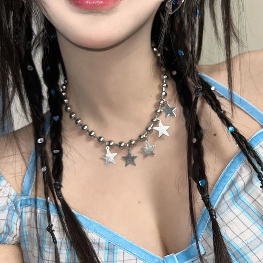 Y2K Star Alloy Ball Chain Choker