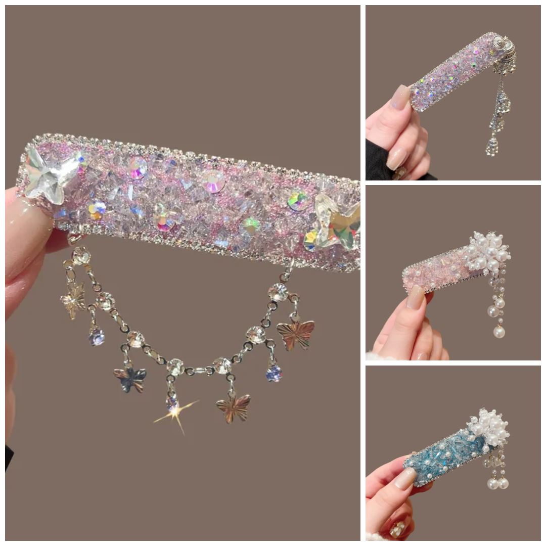 Crystal Butterfly Tassel Hair Clip (Code-ZX#476)